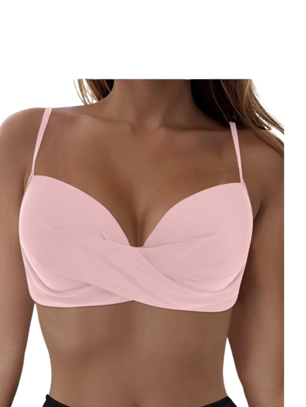 #K195 Women’s Light Pink Twist-Front Bralette